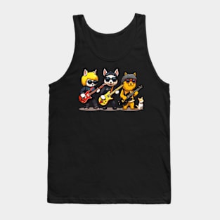 three dogs playing guitar Tank Top